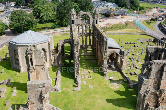 Regno Unito, Scozia, Moray, Elgin, Elgin Cathedral dall'alto — Foto stock