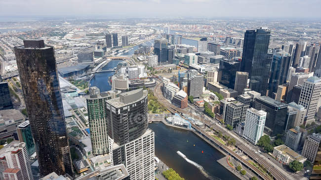 Austrália, Victoria, Southbank, No Eurika Skydeck 88 no meio de Melbourne, vista aérea da cidade — Fotografia de Stock