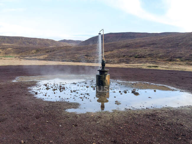 Island, Norurland eystra, Einsame Dusche im Mvatn — Stockfoto