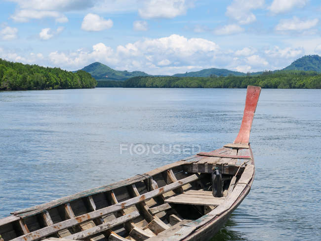 Thailandia, Chang Wat Phang-nga, Tambon Khuekkhak, barca nella natura nel villaggio di Baan Sam Chong Nua — Foto stock