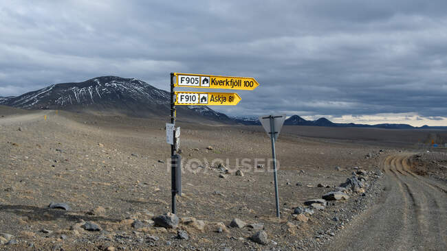Islande, panneau le long de la pente F907 — Photo de stock