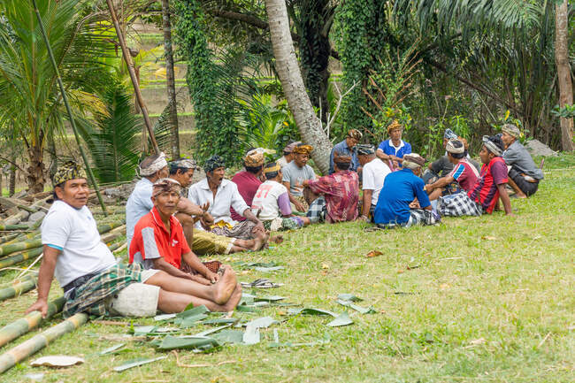 Indonesia, Bali, Gianyar, preparations for the sacrificial festival at Pura Gunung Kawi — Stock Photo