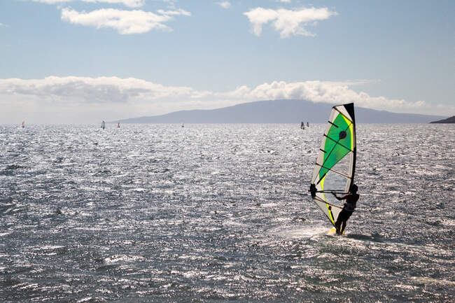 Estados Unidos, Hawai, Kihei, gente surfeando en aguas oceánicas. - foto de stock