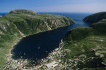 Aerial view of town of Francois, Newfoundland, Canada. — Stock Photo