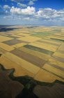 Cenário rural aéreo de terras agrícolas de saskatchewan, Canadá . — Fotografia de Stock