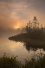 Misty morning autumn scenics on Highland Pond, Torrance Barrens, Muskoka, Ontario — Stock Photo