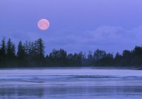 Moon setting over Schooner Cove, Pacific Rim National Park, Vancouver Island, British Columbia, Canada — Stock Photo