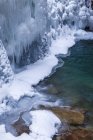 Ice and water of Johnston Canyon, Banff National Park, Alberta, Canada — Stock Photo