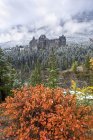 Banff Springs Hotel after Autumn snowfall in Banff National Park, Alberta, Canada — Stock Photo