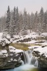 Elbow Falls in winter, Elbow Falls Festival Park, Kanananaskis Country, Alberta, Канада — стоковое фото