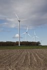 Windmills in farmland of southwestern Ontario in Canada. — Stock Photo