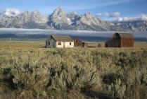 Scene di T.A. storico Moulton Ranch on Mormon Row nel Grand Teton National Park, Jackson, Wyoming, USA — Foto stock