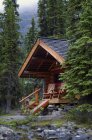 Cabaña en bosque en el Lago Ohara en el Parque Nacional Yoho, Columbia Británica, Canadá - foto de stock