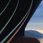 Ship ropes and mooring lines of cargo ship, Howe Sound, Sunshine Coast, Canada — Stock Photo