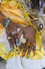 Close-up of hands of female tarot card reader, Havana, Cuba — Stock Photo