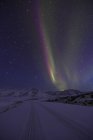 Aurora borealis recouverte de neige Dempster Highway, Yukon, Canada . — Photo de stock