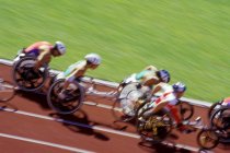 Wheelchair race on track, British Columbia, Canada. — Stock Photo