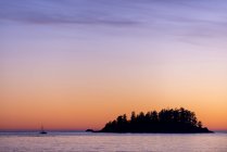Silhouette dell'isola di fronte a MacKenzie Beach, Tofino, Columbia Britannica, Canada — Foto stock