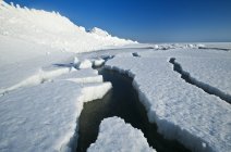 Débits de glace échoués le long du lac gelé Winnipeg, Manitoba, Canada — Photo de stock