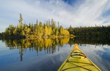 Bow of kayak boat at Dickens Lake, Northern Saskatchewan, Canada — Stock Photo