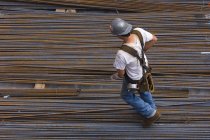 Construction site with worker on site platform, Vancouver, British Columbia, Canada. — Stock Photo