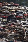 Stacks of obsolete cars in recycling yard, Vancouver Island, British Columbia, Canada — Stock Photo