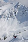 Человек катается на лыжах в горах Super Bowl, Kicking Horse Mountain Resort, Британская Колумбия, Канада . — стоковое фото