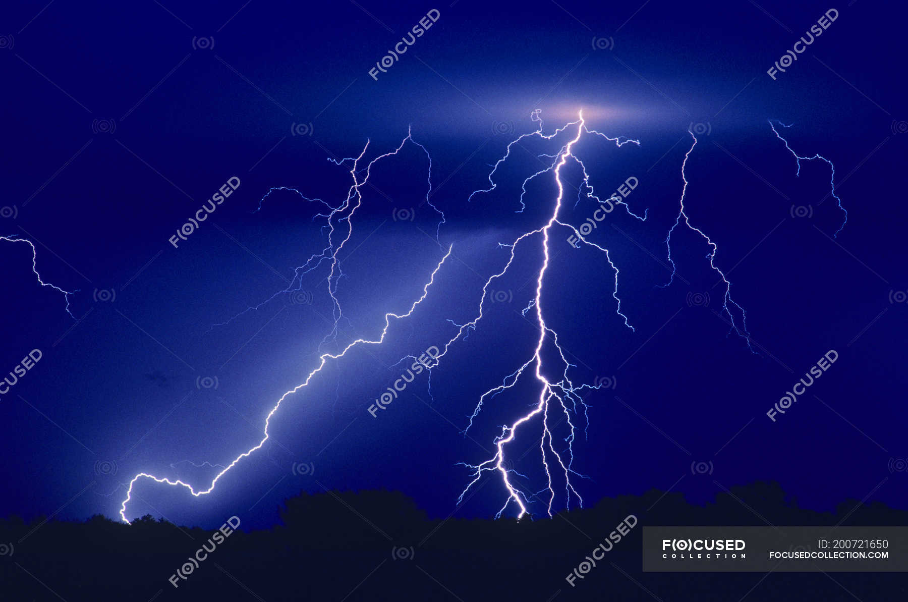 Lightning Strike In Dark Sky Near Carey Manitoba Canada Lightning Bolt Scenery Stock Photo