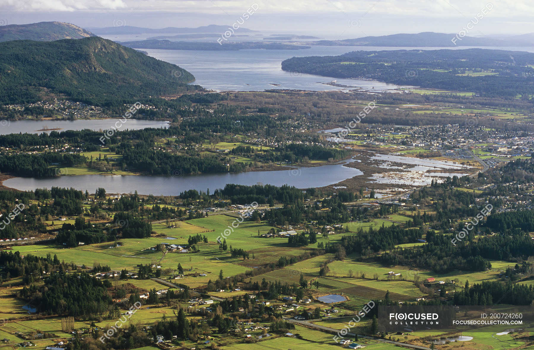 Aerial view of Duncan city on Vancouver Island, British Columbia