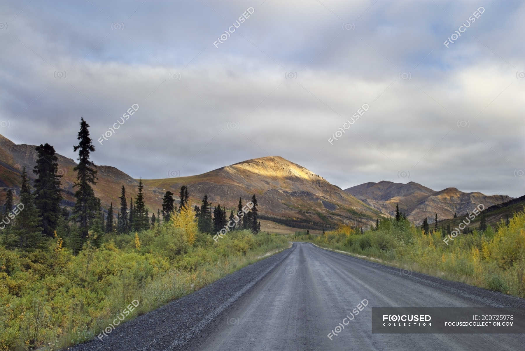 Countryside road of Dempster Highway, Ogilvie Mountains, Yukon ...