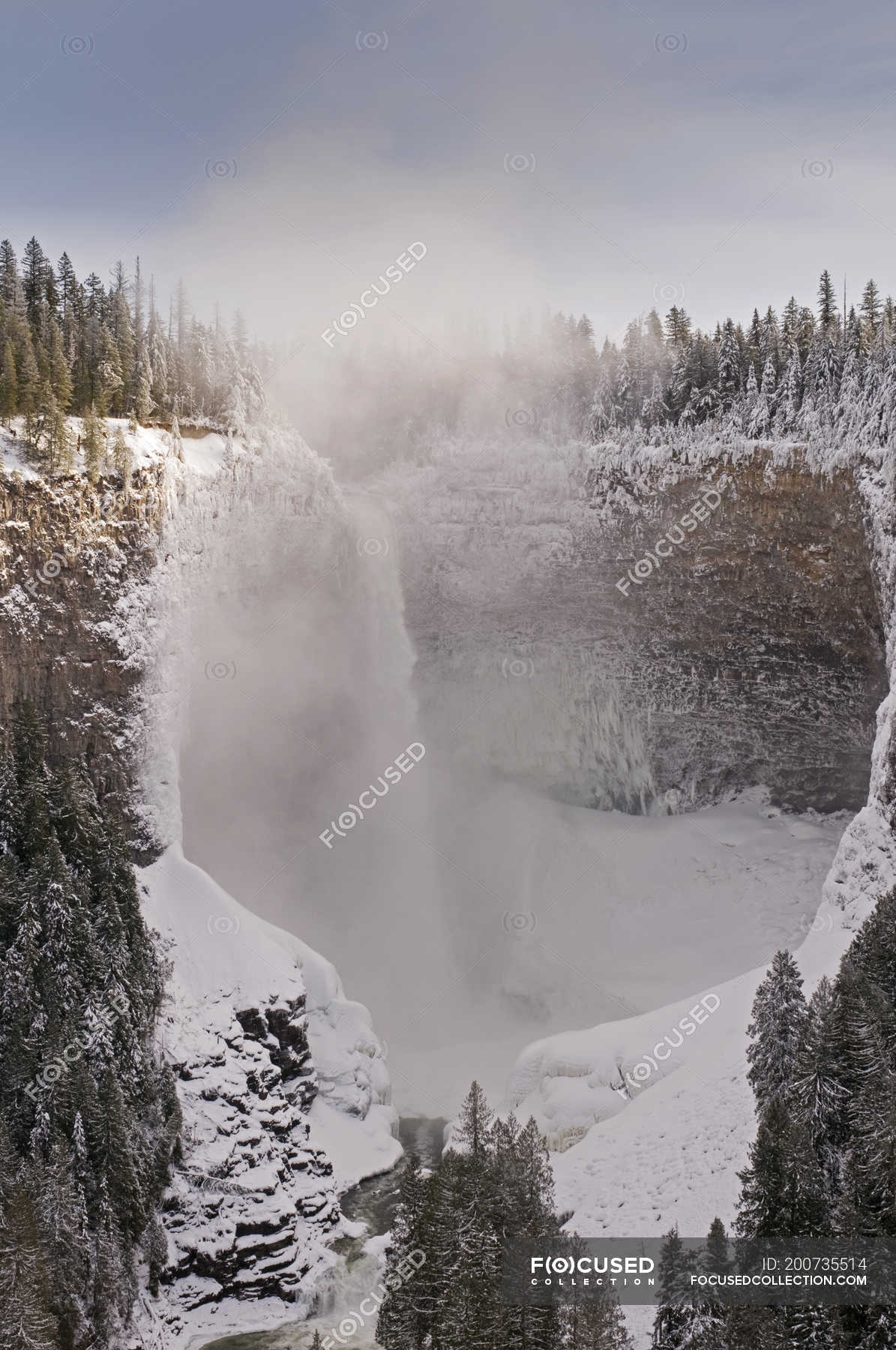 Beautiful winter scene with Helmcken Falls near Clearwater, British