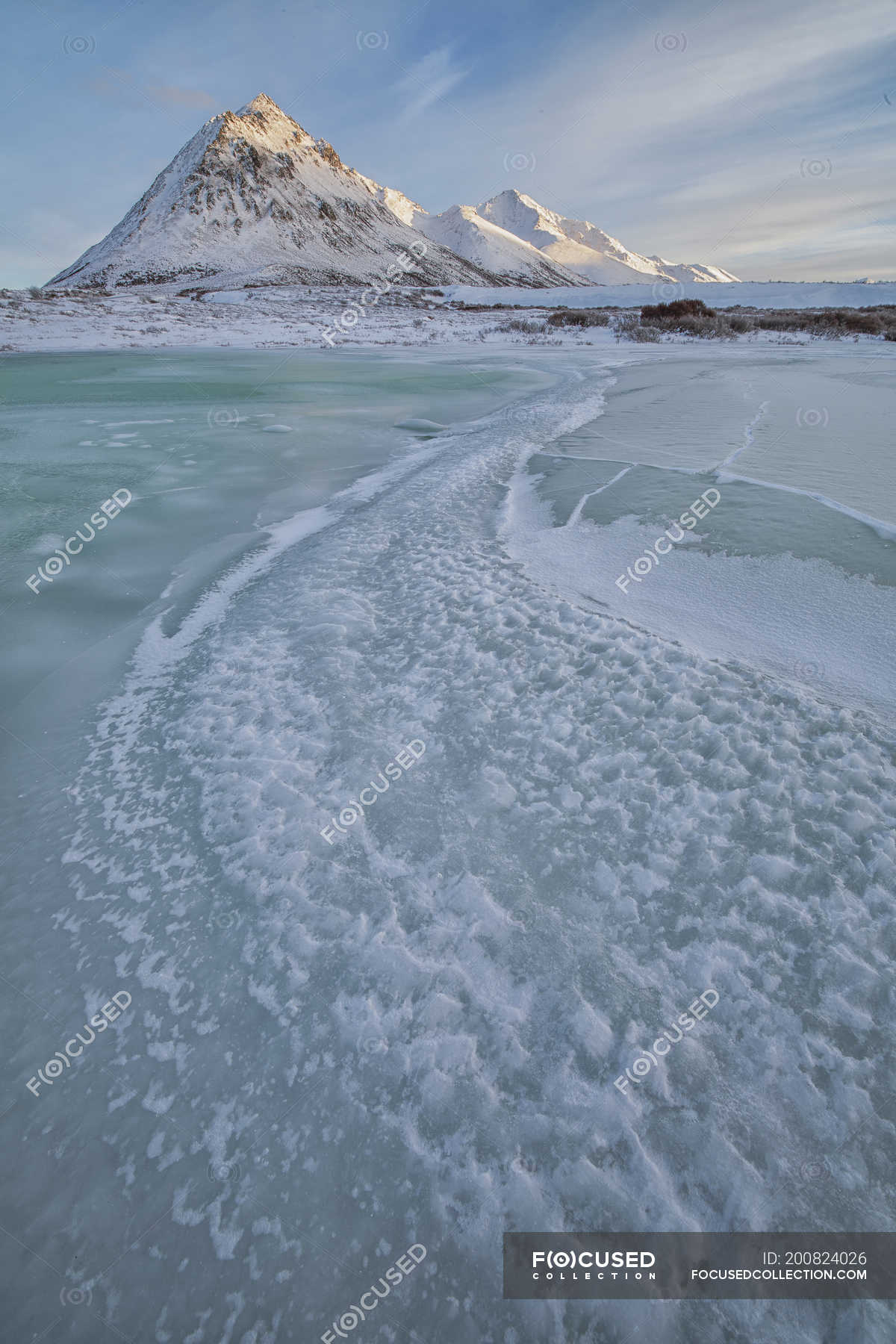 Frozen Blackstone River With Angelcomb Peak By Dempster Highway, Yukon ...