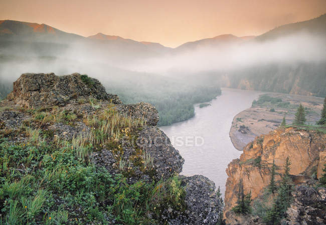 High angle view of Hay River, Willmore Wilderness Park, Alberta, Canada — Stock Photo