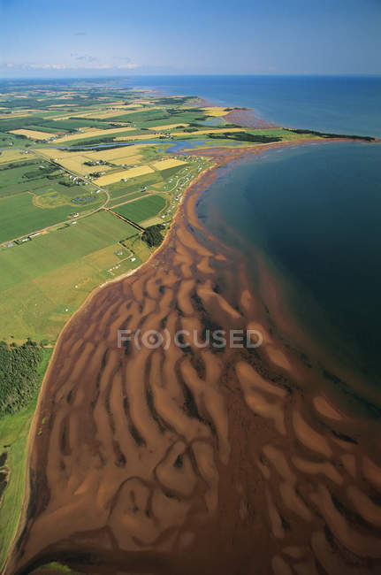 Vista aérea das terras agrícolas da Ilha do Príncipe Eduardo, Canadá . — Fotografia de Stock