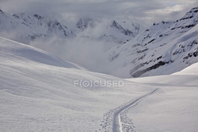 Трасса на снегу в Айсфолл Лодж, Британская Колумбия, Канада — стоковое фото