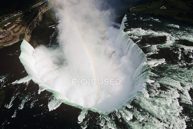 Aerial view of Niagara Falls water swirl, Ontario, Canada. — Stock Photo