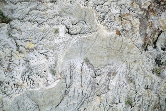 Aerial view of natural pattern of Dinosaur provincial park, Alberta, Canada. — Stock Photo