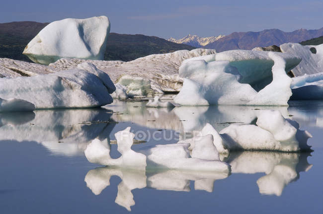 Gestrandete Eisberge auf dem Lowell Lake im Kluane Nationalpark, Yukon, Kanada. — Stockfoto