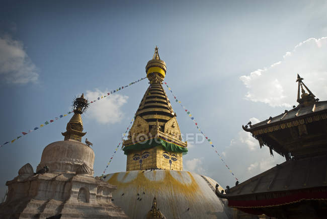 Stupa of Swayambhunath above capital city of Kathmandu, Nepal — Stock Photo