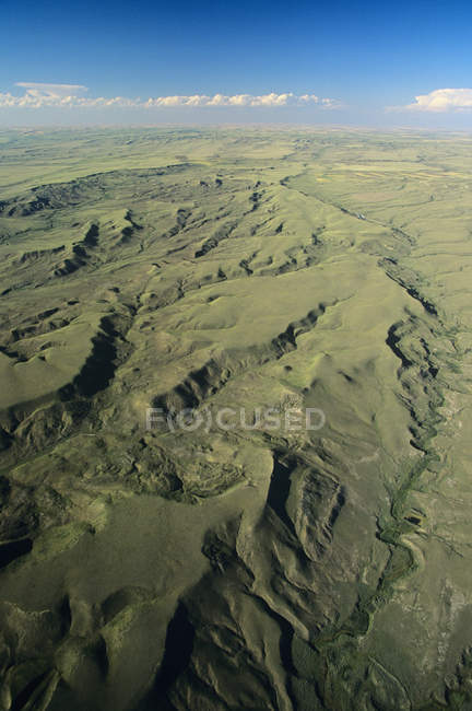 Vista aérea del Parque Nacional de Pastizales de Saskatchewan, Canadá . - foto de stock