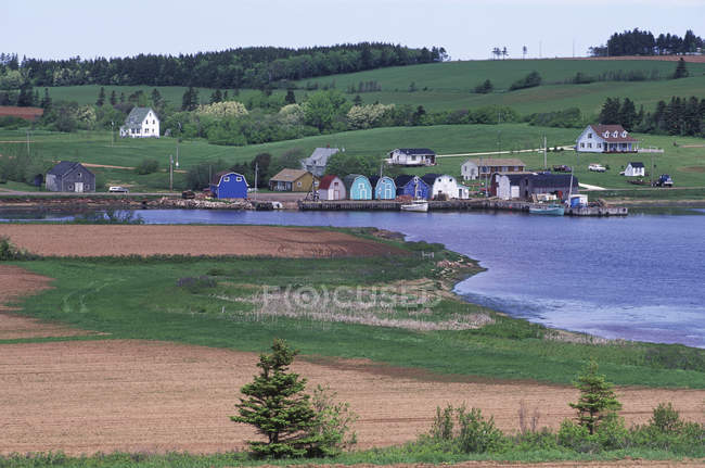 Vue en angle élevé du paysage de la rivière des Français, Île-du-Prince-Édouard, Canada . — Photo de stock