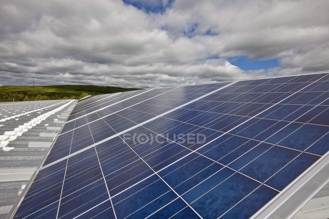 Solar panels on farm in Alberta, Canada. — Stock Photo