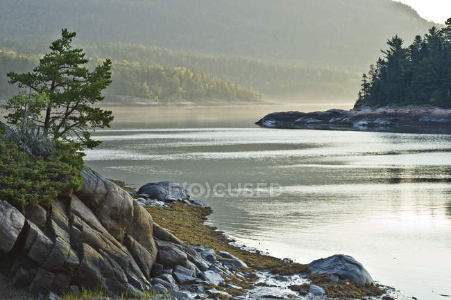Parque municipal prístino que bordea el río San Lorenzo, Charlevoix, Quebec, Canadá - foto de stock