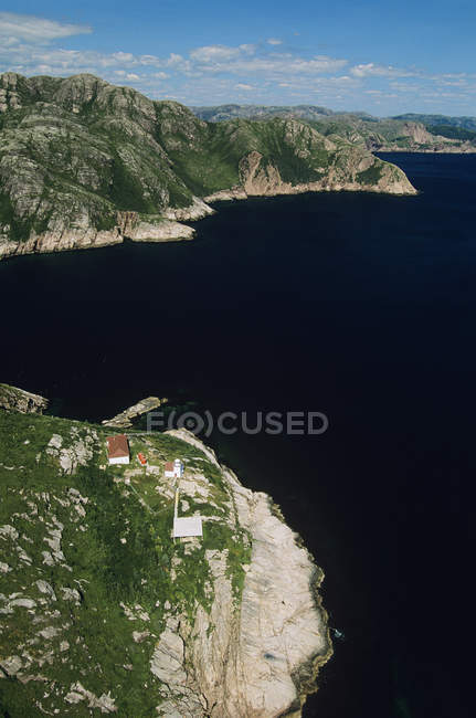 Aerial view of beacon on South Coast of Newfoundland, Canada. — Stock Photo