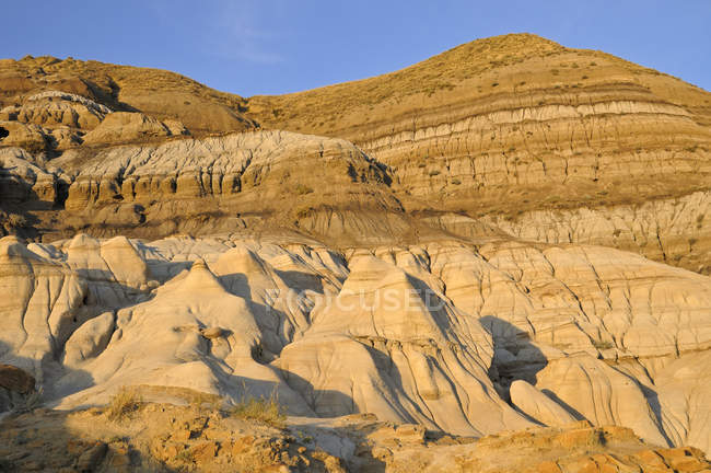 Hoodoos Felsformationen in Badlands, Weidenbach, Drumheller, Alberta, Kanada — Stockfoto