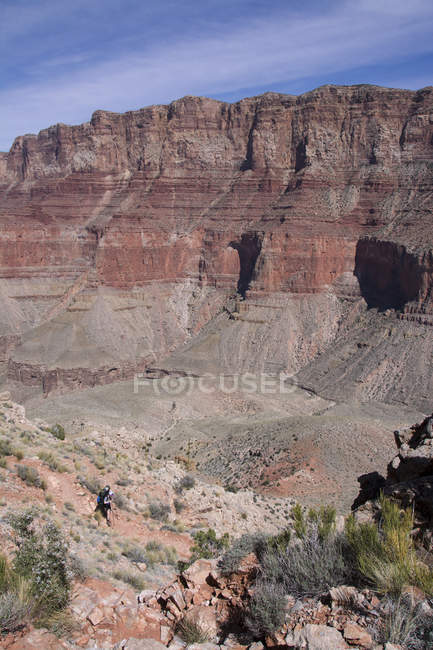 Man hiking at Tanner Trail, Colorado River, Grand Canyon, Arizona, Estados Unidos - foto de stock