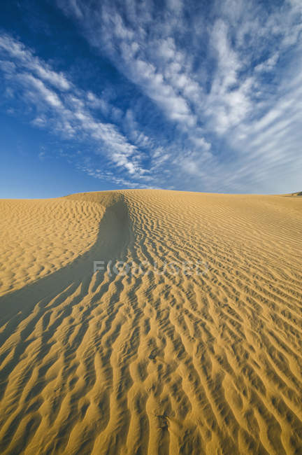 Sand dunes in Great Sandhills under cloudy sky near Sceptre, Saskatchewan, Canada. — Stock Photo