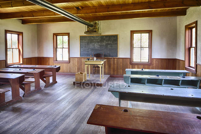 Una scuola di stanza, Mennonite Heritage Village, Steinbach, Manitoba, Canada — Foto stock