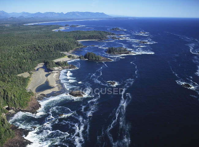 Luftaufnahme vom Radarstrand des Pazifik-Rands-Nationalparks, Vancouver-Insel, britische Kolumbia, Kanada. — Stockfoto