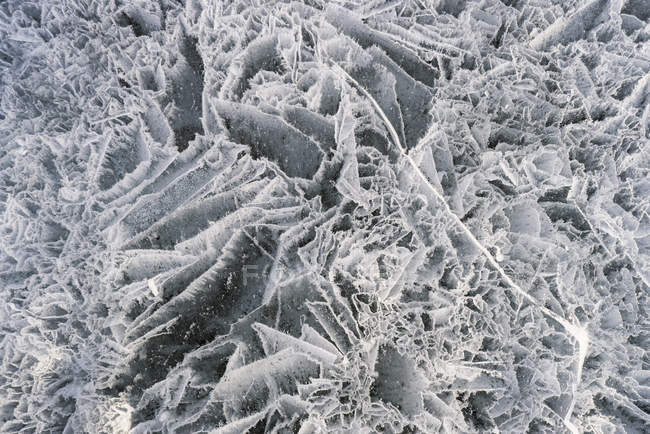 Ice pattern of frozen lake surface, full frame — Stock Photo